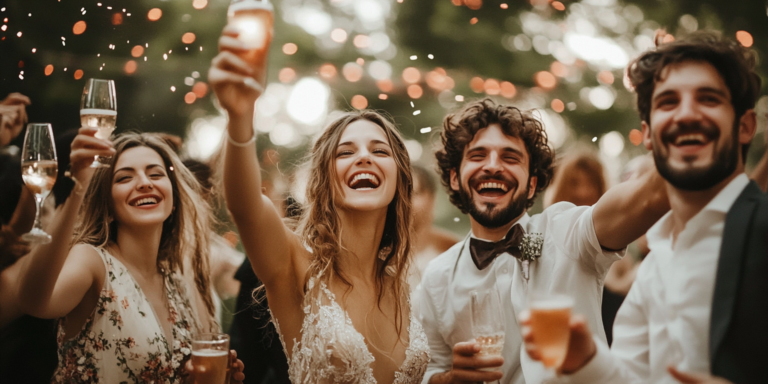 des personnes heureuse lors d'un mariage